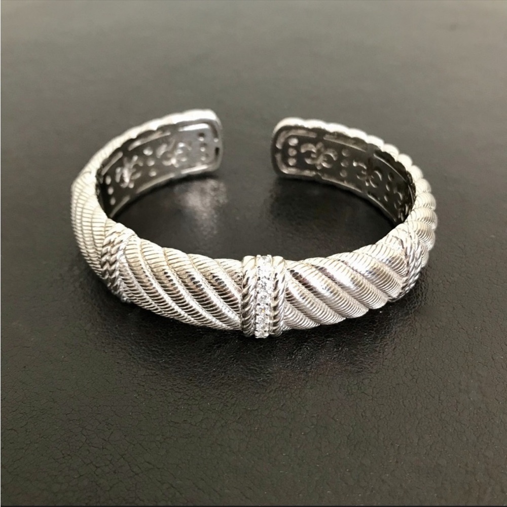 Judith Ripka Solid Sterling Silver Hinged Bangle - image 3